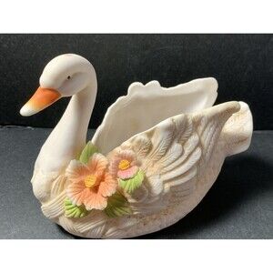 Vintage K's Collection Vera Ceramic Swan Trinket Dish/Planter